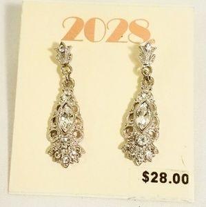 Silver-tone Crystal Pavette Drop Earrings